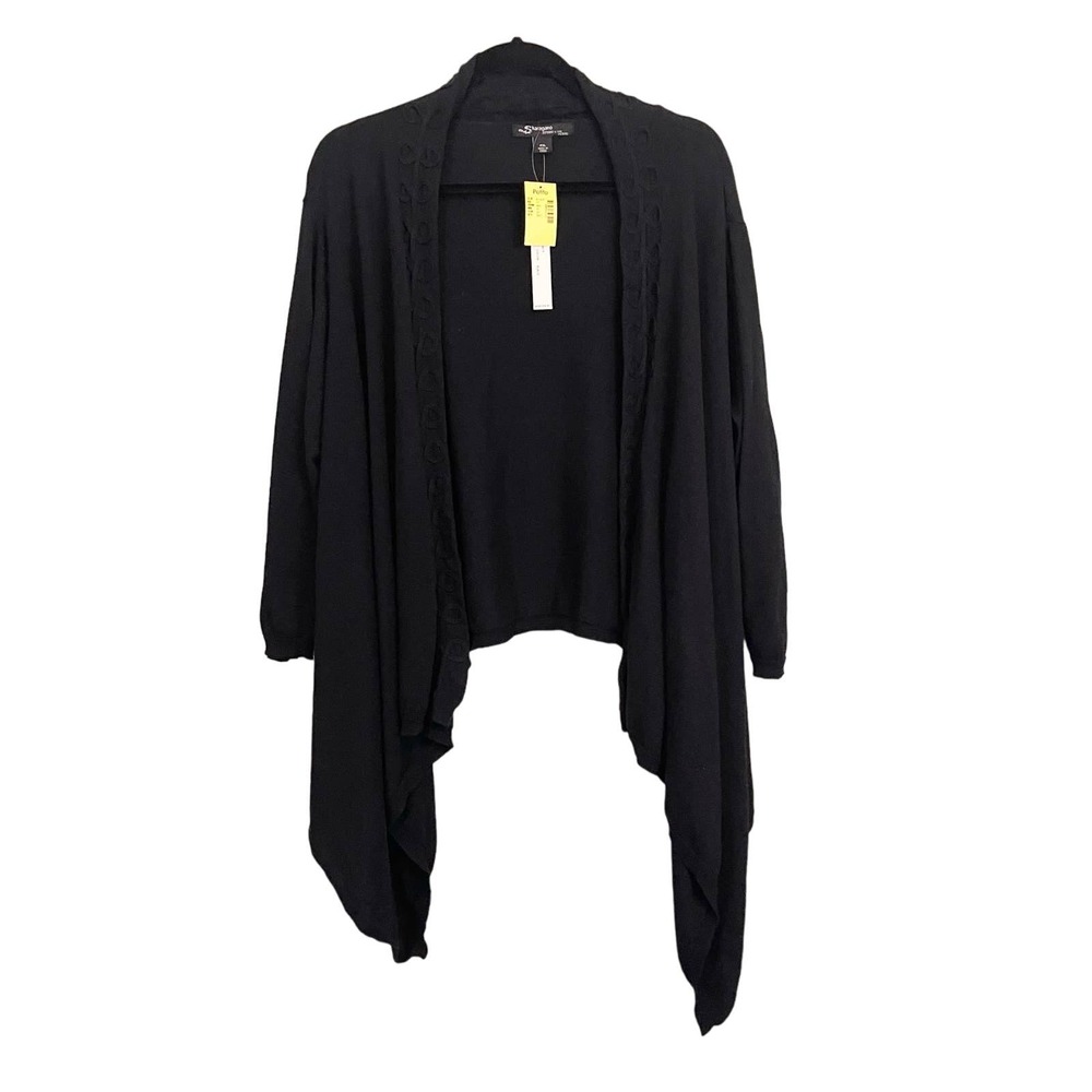Sharagano Women's Black Drape Open Front Cardigan Sweater Size XL Petite NWT